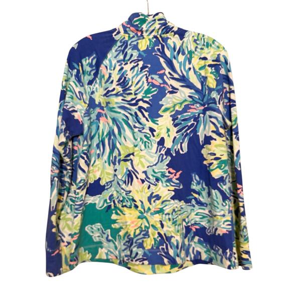 Lilly Pulitzer Wade and Sea Skipper Popover Zip Pullover Top Green Blue Large - Picture 7 of 7